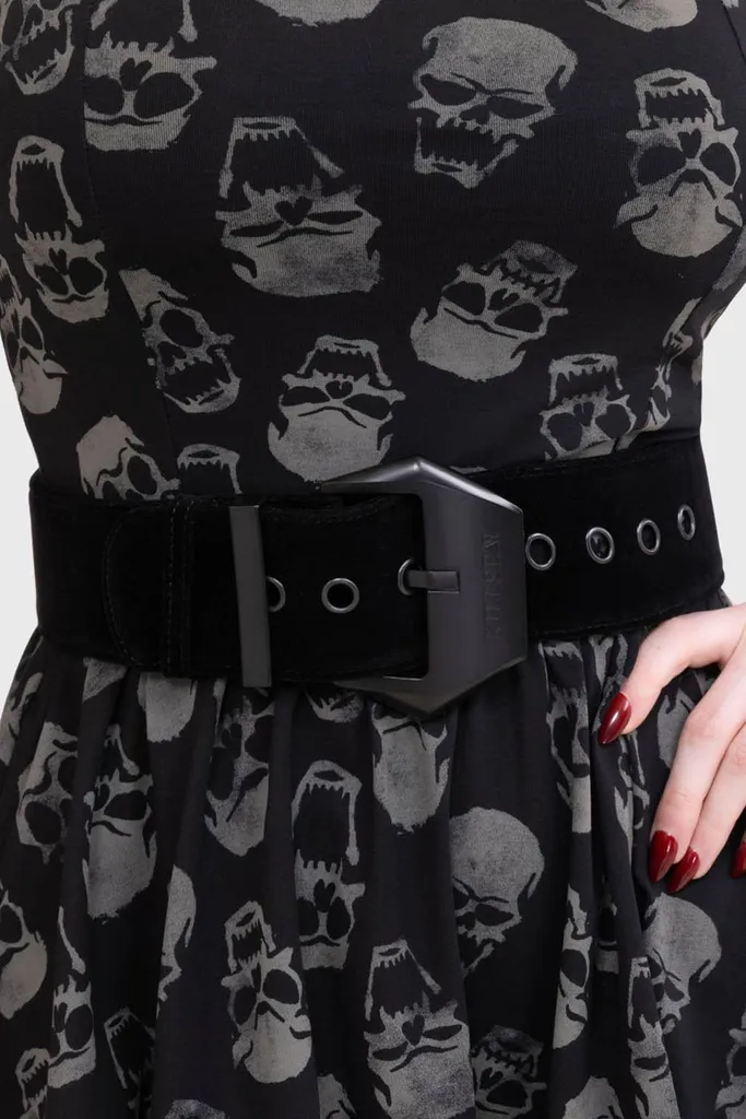 KILLSTAR Rockin Roxy Belt XS-S - Cintura Velluto Fibbia Metallo