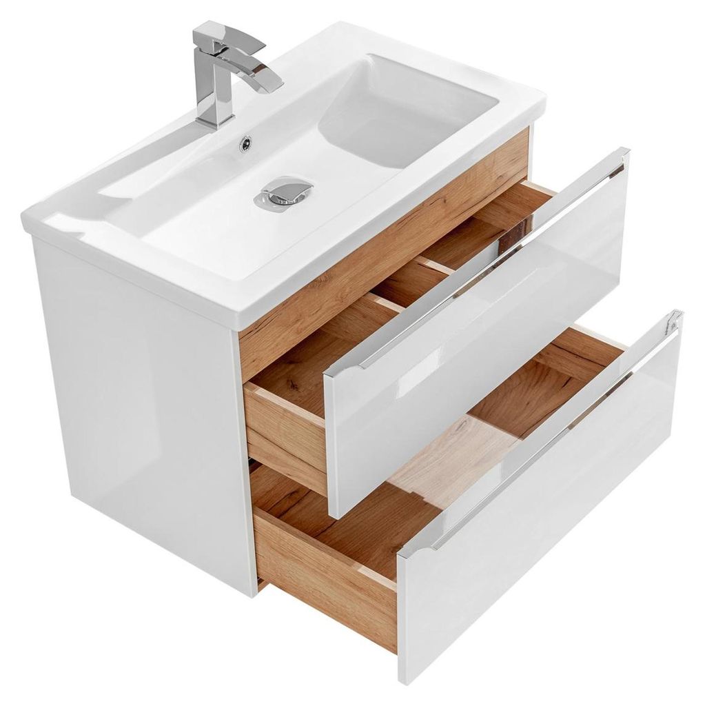 Badmöbel Set 80cm Waschbecken mit Unterschrank Waschtisch Schublade Hängeschrank