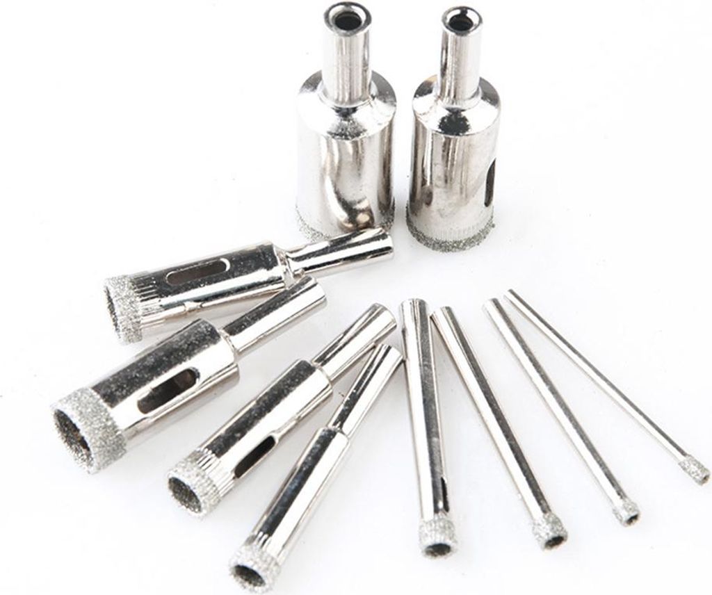 Diamant-Bohrer Set 10Pcs Lochsäge 3-18mm für Diamant-Beschichtung Kohlenstoffstahl Glas Keramik Porzellan Fliesen Ziegel Marmor