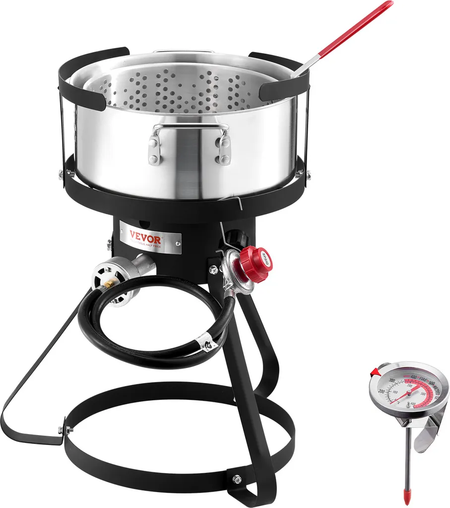 Friteuse à Ailes en Aluminium 9,35L avec Thermomètre et Brûleur 54 000 BTU
