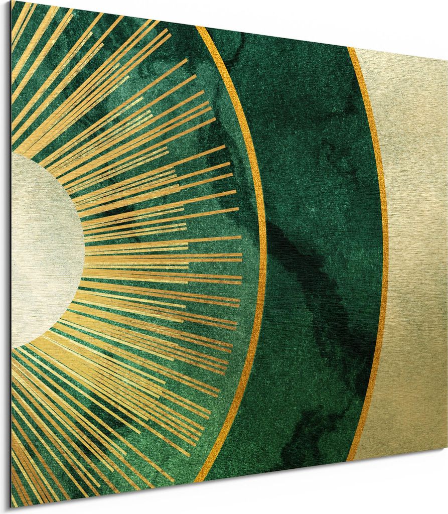 DEQORI Alu-Dibond Bild Gold 80x60 cm 'Das Marmorauge' Wandbild Metall dünn Design