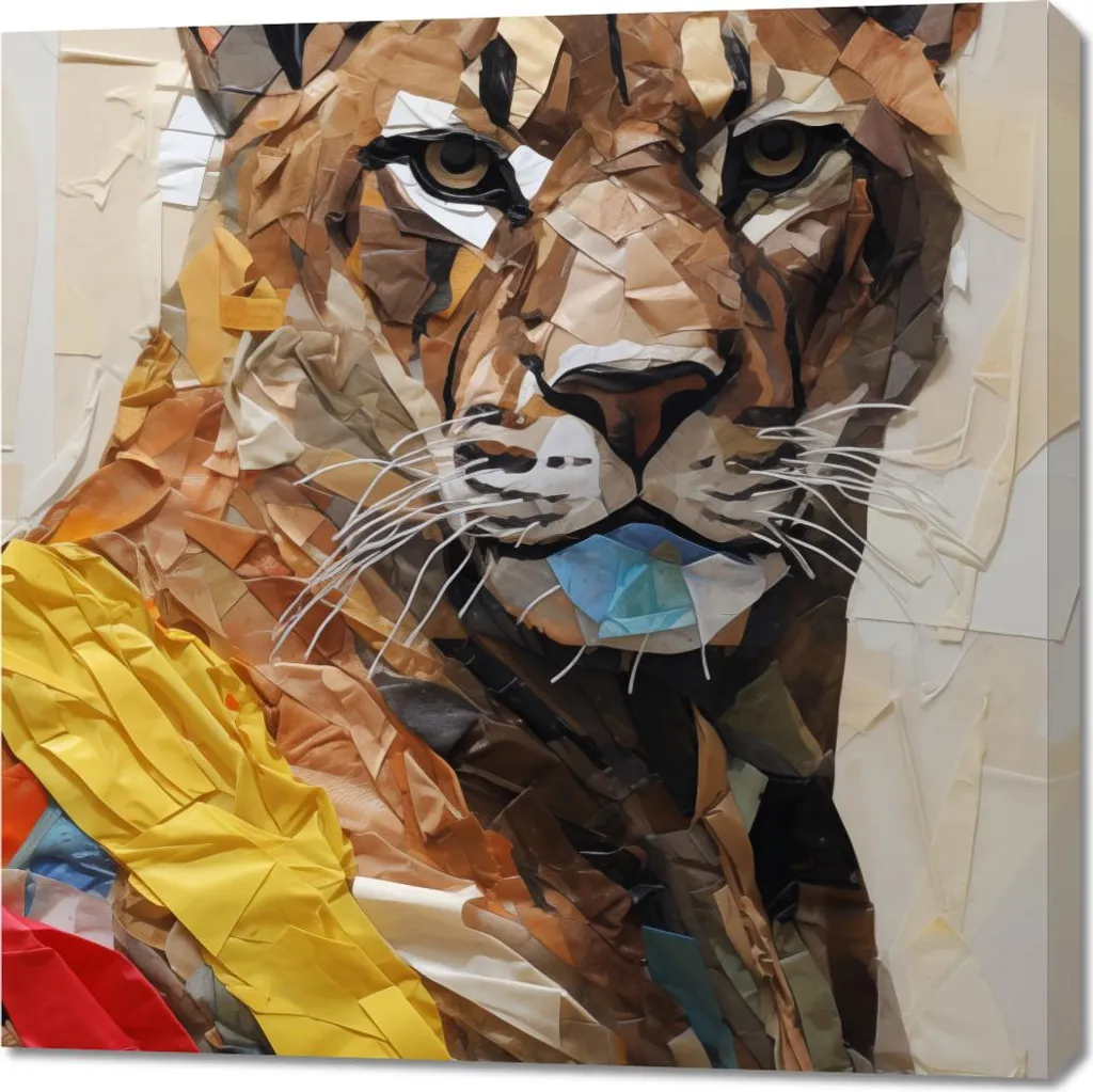 Tableau 90 x 90 cm Tigre en papier - Habillez vos Murs avec Style et Art
