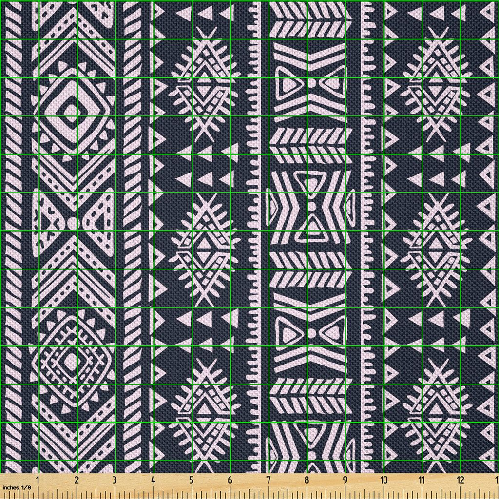 ABAKUHAUS afrikanisch Satin Stoff als Meterware, Arabesque Inspirations Treffen mit afrikanischen Land Art Design vertikale Grenzen, 1 M (148 x 100...