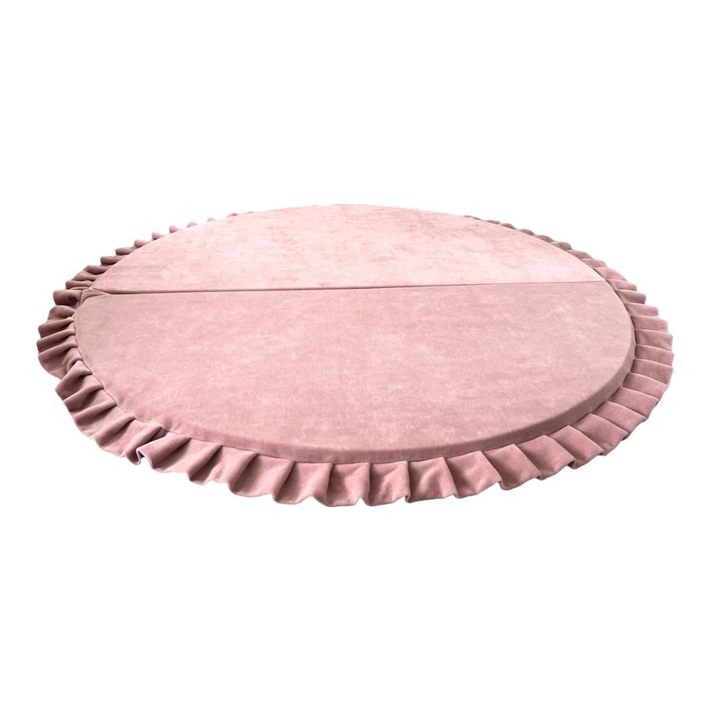 Monio for Kids - Rosa Runde XXL Spielmatte aus Weicher Samt Kinder abnehmbarem Bezug Babyspielmatte Kuschelmatte Waschbar Kinderzimmer