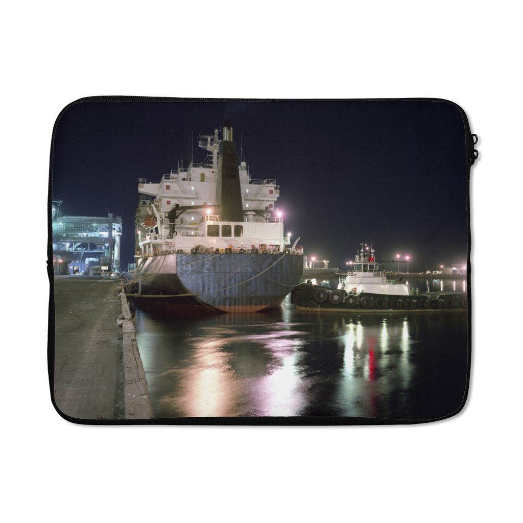 MuchoWow Laptop Hülle 17 Zoll Laptoptasche Schiff wird von einem Schlepper festgemacht - Zipper - Schutzabdeckung