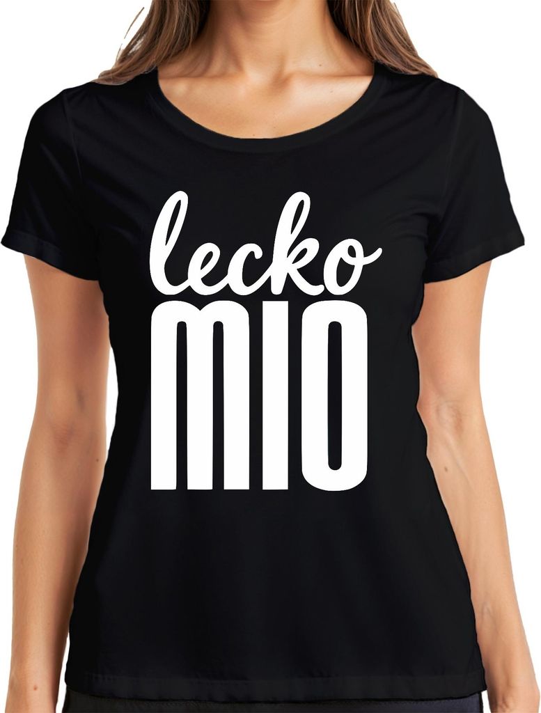 lecko mio lustiger Spruch bayerisch Dialekt Geschenk Retro Humor Damen T-Shirt, Schwarz, 3XL