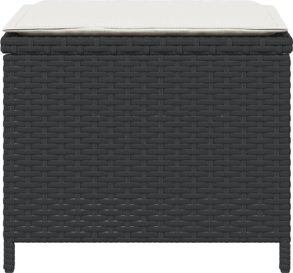 Set 4 Pouf da Giardino Poly Rattan Nero | Arredo Bar e Piscina con Cuscini - 6
