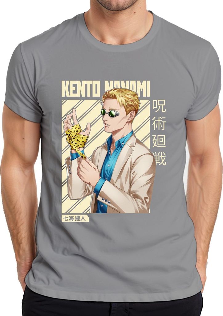 Kento Nanami Jujutsu Kaisen Anime Manga Anzug Geschenk Vintage Herren T-Shirt, Grau, 3XL
