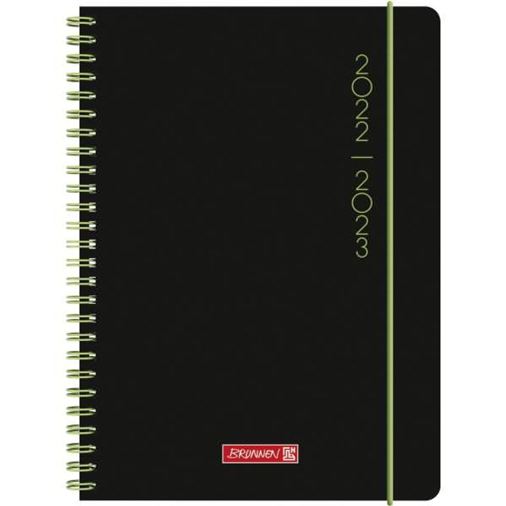 BRUNNEN 1072156123 Wochenkalender Schülerkalender 2022/2023 "Plain Black" 2 Seiten = 1 Woche Blattgröße gekürzt 12,8 x 21 cm A5 PP-Einband
