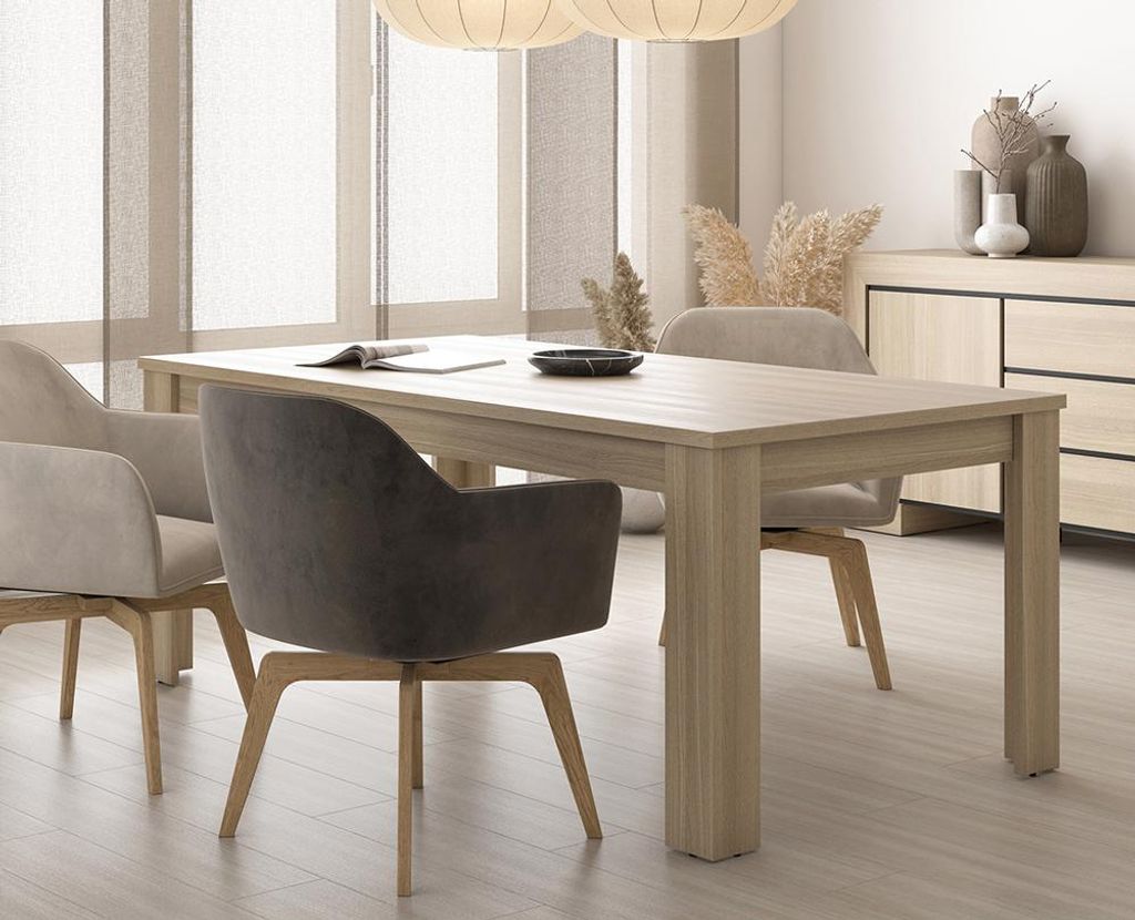 Wohn- & Esszimmer-Set in Eiche modern mit Esstisch, Lowboard & Couchtisch, 4-teilig - CERIALE-83