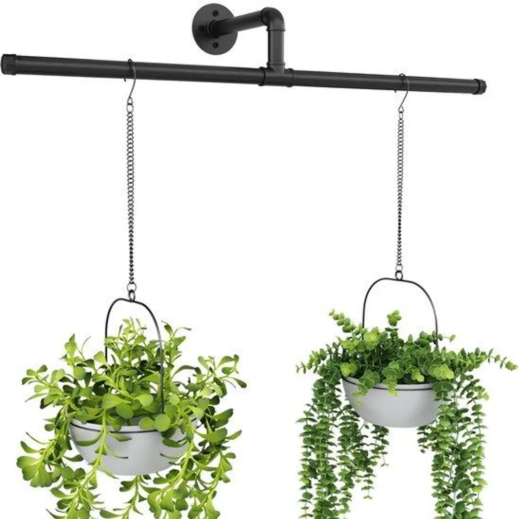 Pots suspendus pour plantes d'intérieur en métal noir - Design en T