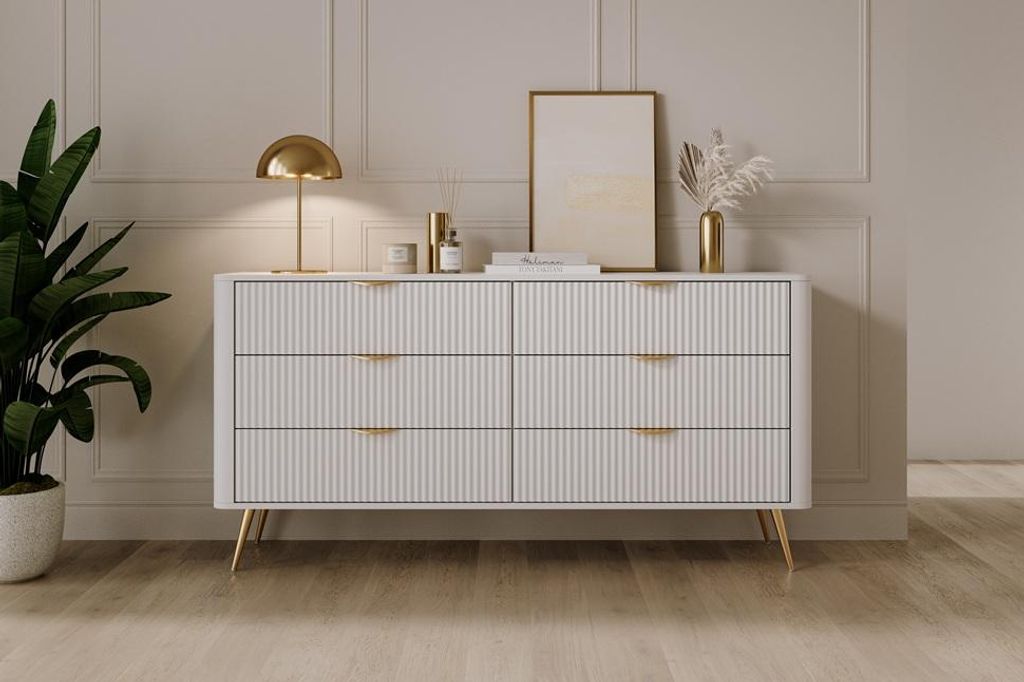Kommode LANTO 163 6S - Sideboard, Mehrzweckschrank (Weiss)