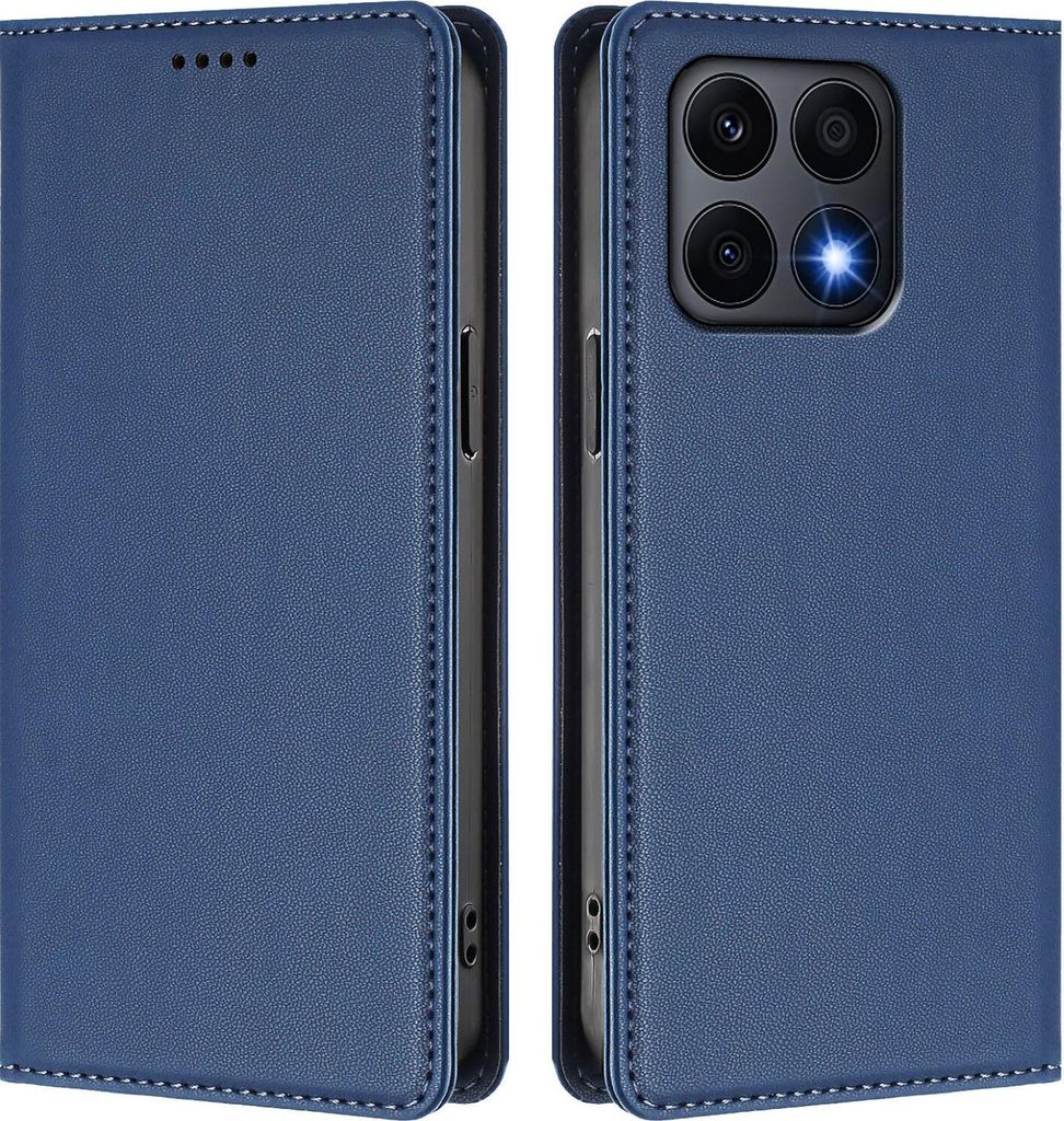 Handyhülle für Honor X8A, Kunstleder Klapphülle Stoßfeste Magnetische Hülle mit Ständer Dunkelblau
