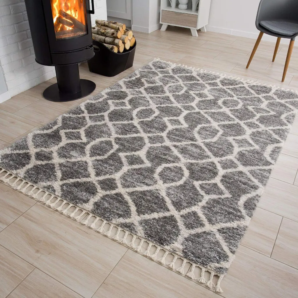 Tapis de Couloir Gris 80x200 cm Shaggy Doux pour Entrée et Salon