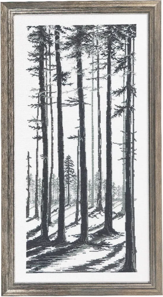 Tableau à Broder Point de Croix Arbres Gris et Noirs Permin 33x66 cm