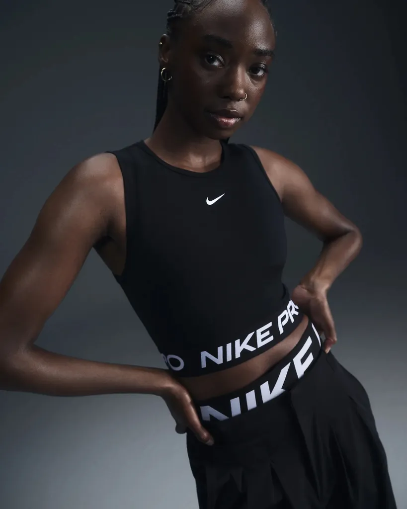 Débardeur Nike Pro 365 Crop Tank L - Anti-Transpiration et Confort Noir