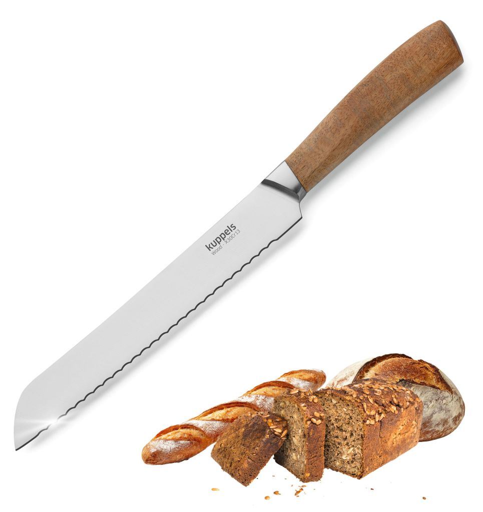 Brotmesser mit 20 cm Klingenlänge, Wellenschliff und Produktbild 