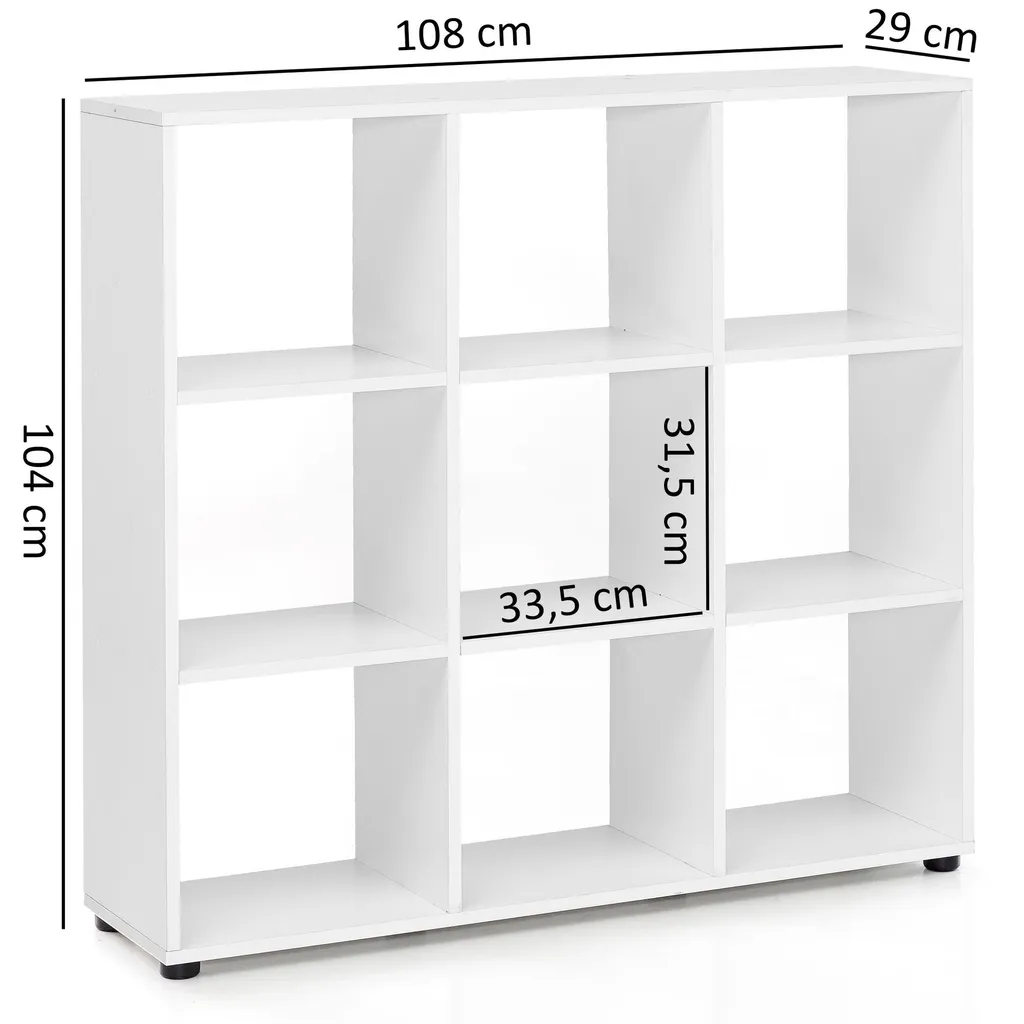 Bibliothèque design ZARA blanche 9 cases 108x104 cm rangement moderne