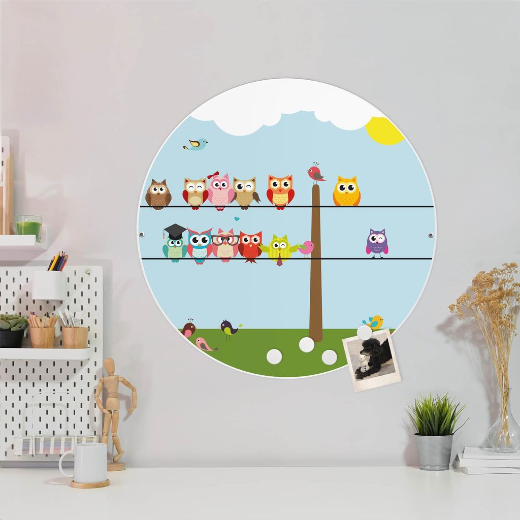 Design Stahlmagnettafel Weiß Rund 47cm Da Wären Wir