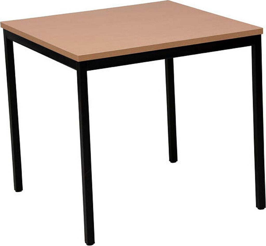 Gürkan Mehrzwecktisch buche quadratisch, Vierkantrohr schwarz, 70,0 x 70,0 x 75,0 cm