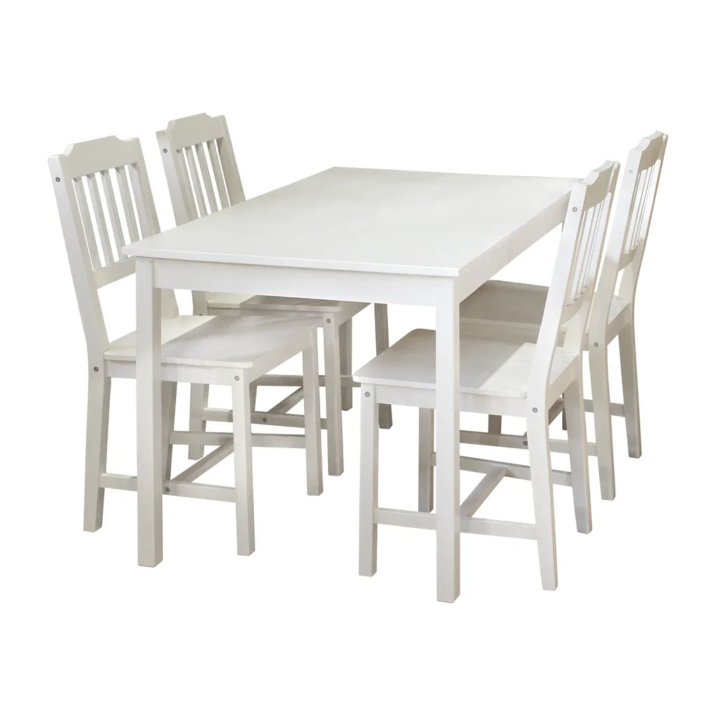 Table à manger 8849 laqué blanc haute brillance avec 4 chaises design