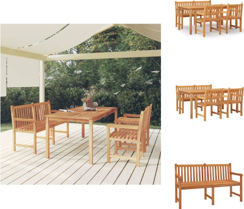 vidaXL 4-tlg. Garten-Essgruppe Massivholz Teak - Gartenmöbel-Sets