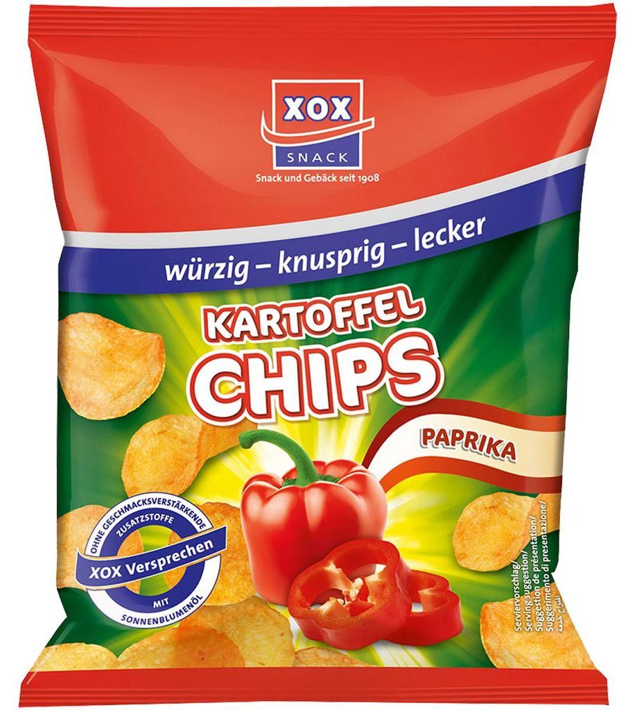 XOX patatine alla paprika croccanti, finemente speziate e Immagine del prodotto 