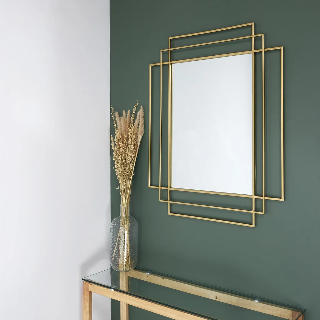 Miroir Art Deco Doré - Illuminez une Pièce Sombre avec Élégance