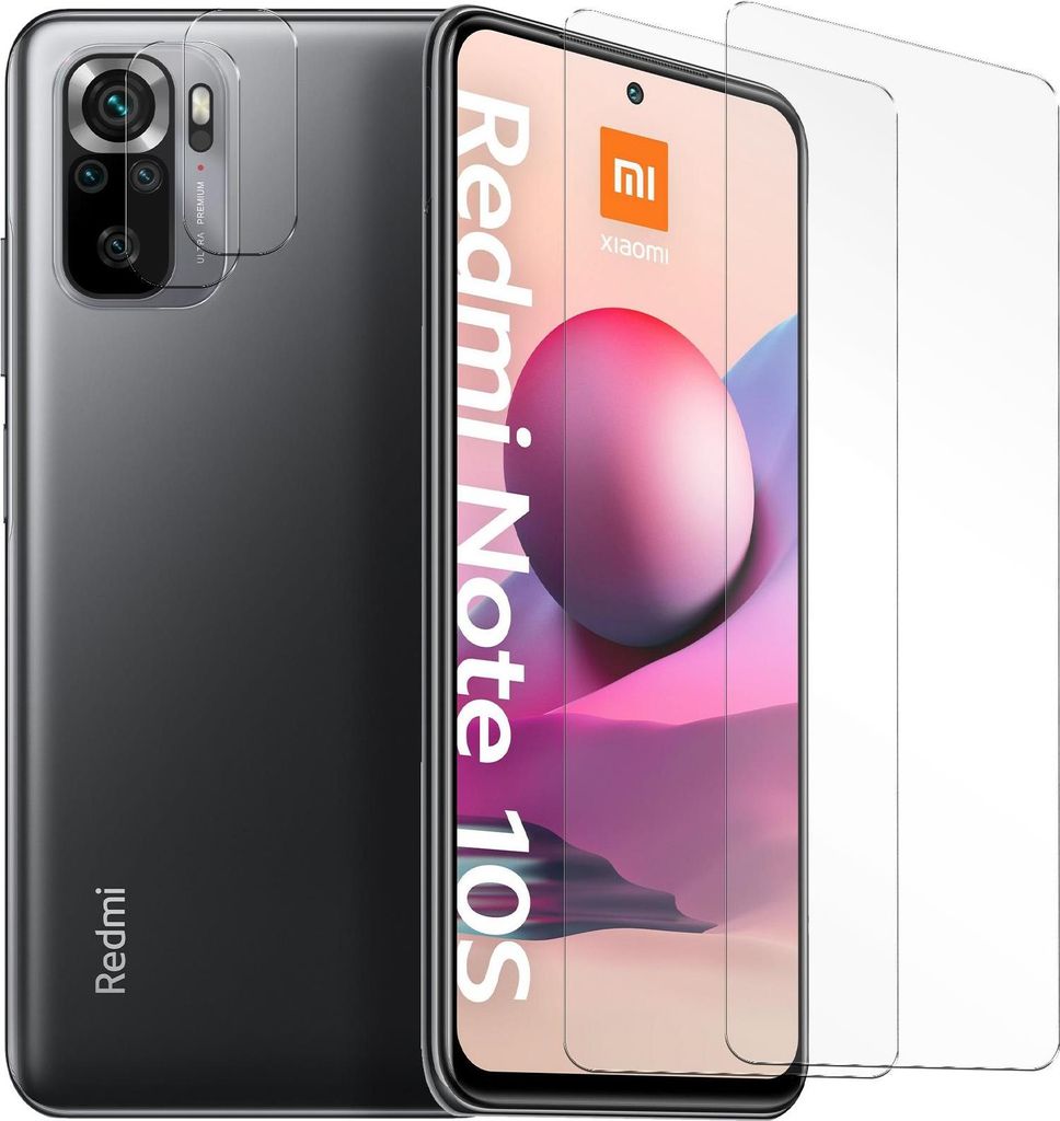 Panzerglas für Xiaomi Redmi Note 10 / 10S Schutzfolie 2x Kamera Schutzglas Folie 2x Panzerfolie
