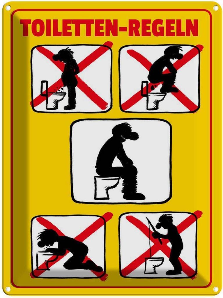 vianmo Blechschild 40x30 cm Toiletten Regeln Spruch Zitat
