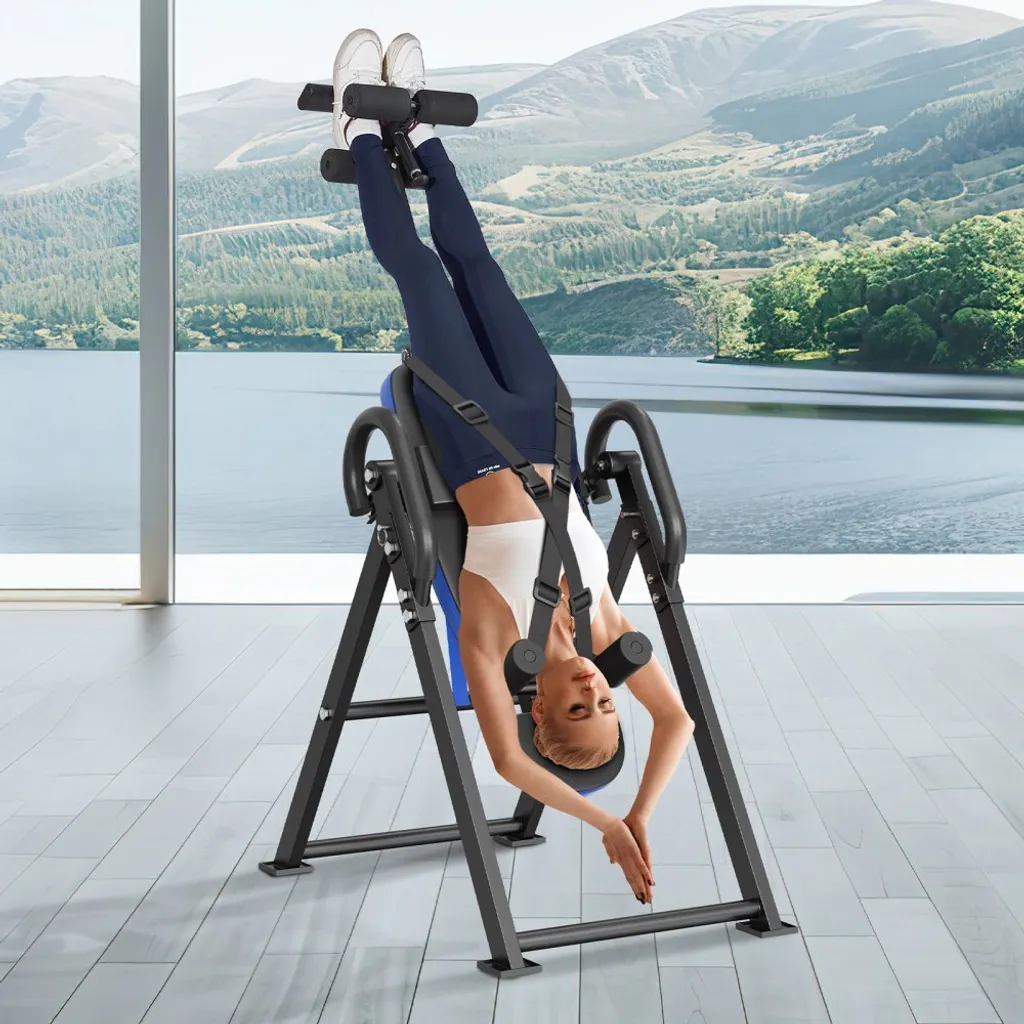 Table d'inversion pliable pour le dos en bleu - Détente optimale chez soi - 8
