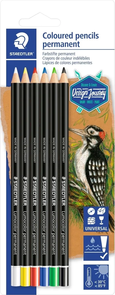 Crayon de marquage industriel noir pour chantier Lumocolor, x6 pièces