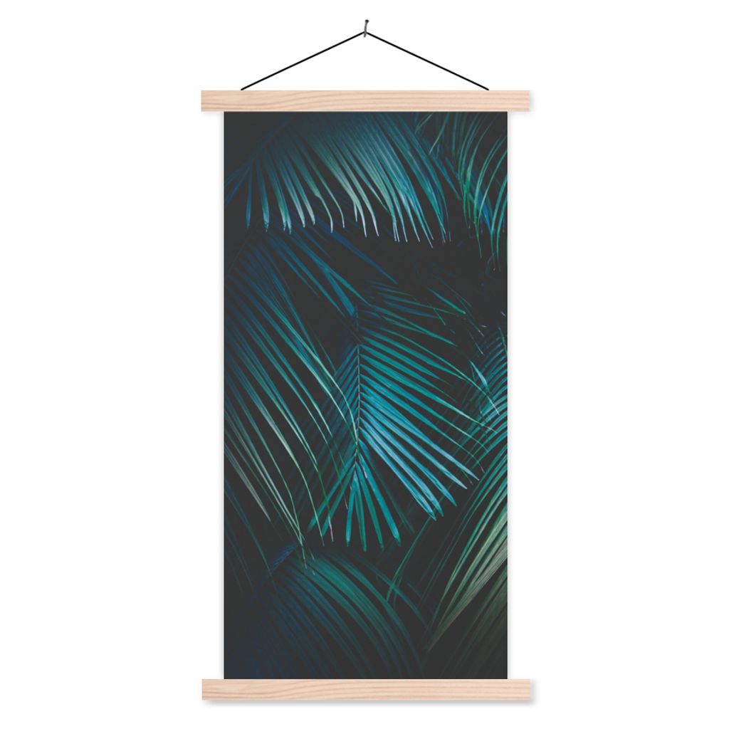 MuchoWow Textilposter Palme - Palmenbaum - Tropisch 60x120 cm mit holzfarbenen Rahmen - Holz