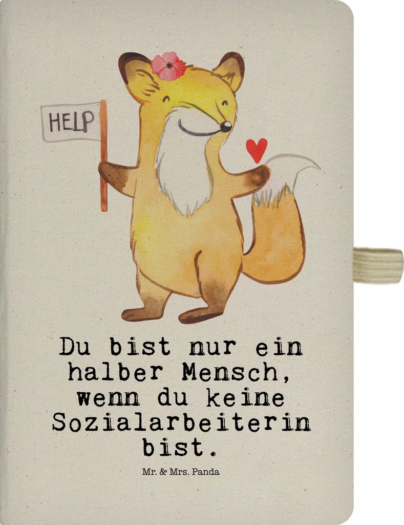 Mr. & Mrs. Panda Tagebuch Sozialarbeiterin Herz - Transparent - Geschenk, notizbuch, Journal, Kladde, Notizheft, Adressbuch