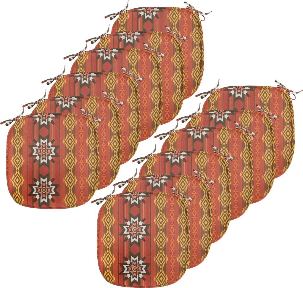ABAKUHAUS Orange Polster für Esszimmerstühle, traditionelle Motiv, Dekoratives wasserfestes Kissen mit Riemen für Küchensitze, 40 cm x 40 cm-12...