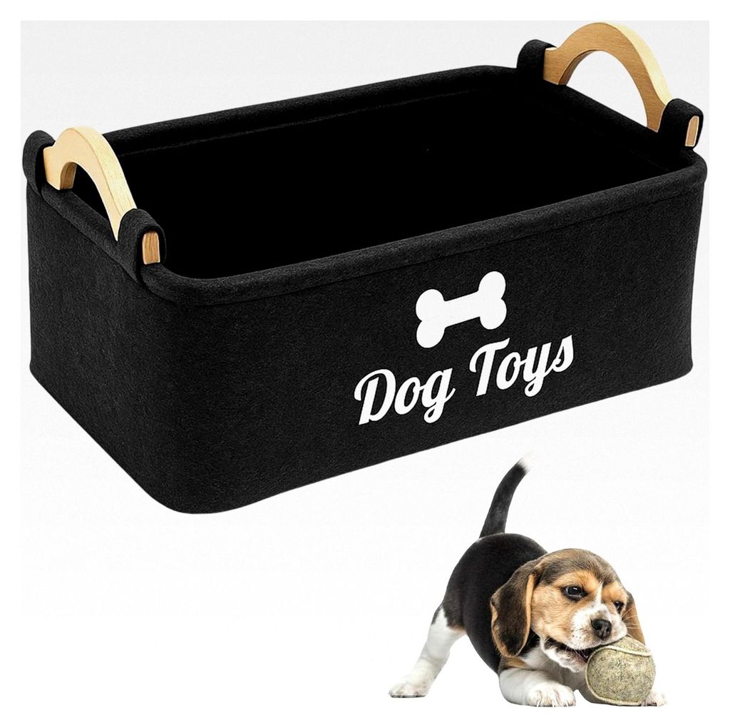 Hundespielzeug Aufbewahrung, Spielzeugkiste für Hunde, Aufbewahrungsbox Schwarz 38x25x18cm, Praktischer Korb für Haustierbedarf