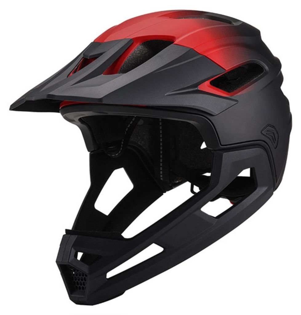 INF Full-Face MTB Helm PC und EPS mit abnehmbarem Kinnschutz, 15 Lüftungen Schwarz Rot