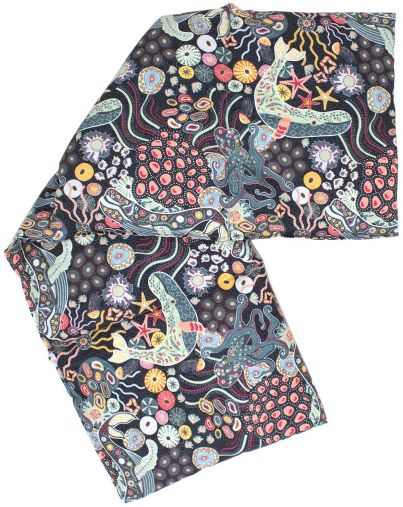 4-Kammer Leinsamenkissen 20x60cm - Bio-Stoff "Unter Wasser" - Wärmekissen - Körnerkissen