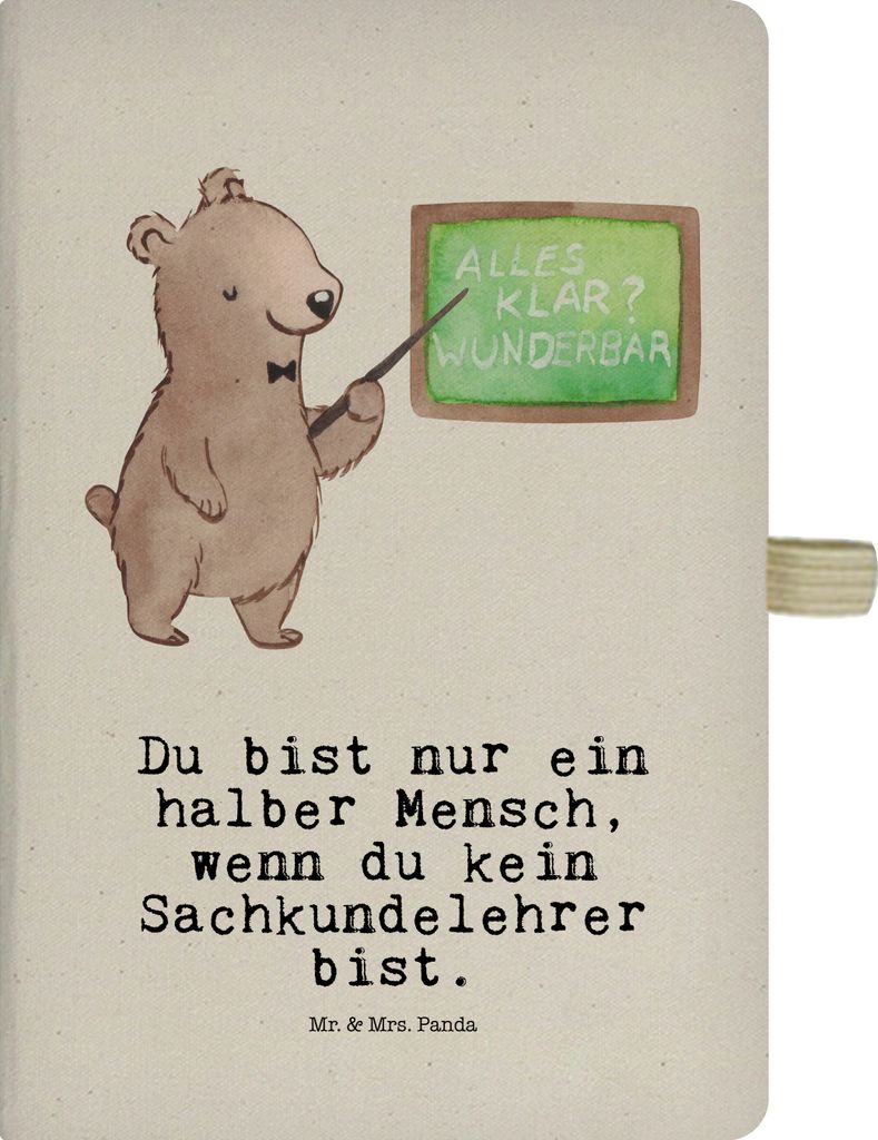 Mr. & Mrs. Panda Kladde Sachkundelehrer Herz - Transparent - Geschenk, Gedankenbuch, Lustig, Sachkundeunterricht, Spruch, Grundschule, Journal, not...