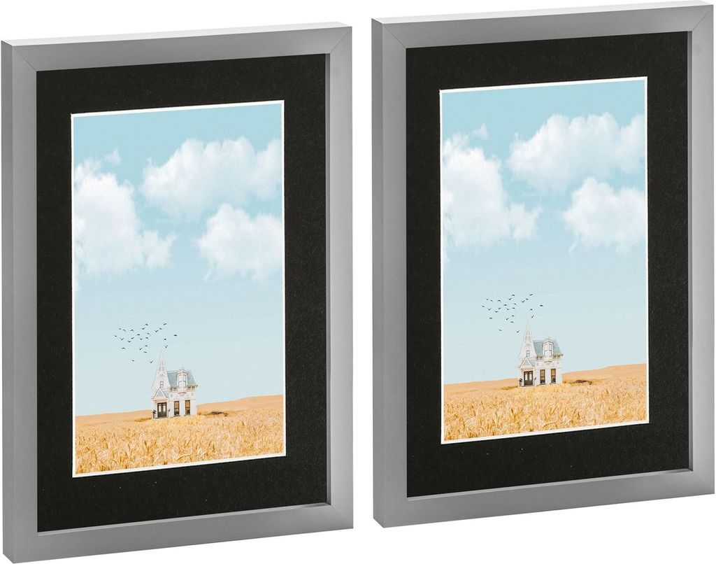 Nicola Spring Bilderrahmen mit A5-Passepartout – A4 (20,3 x 30,5 cm) – Grau/Schwarz – 2er-Pack