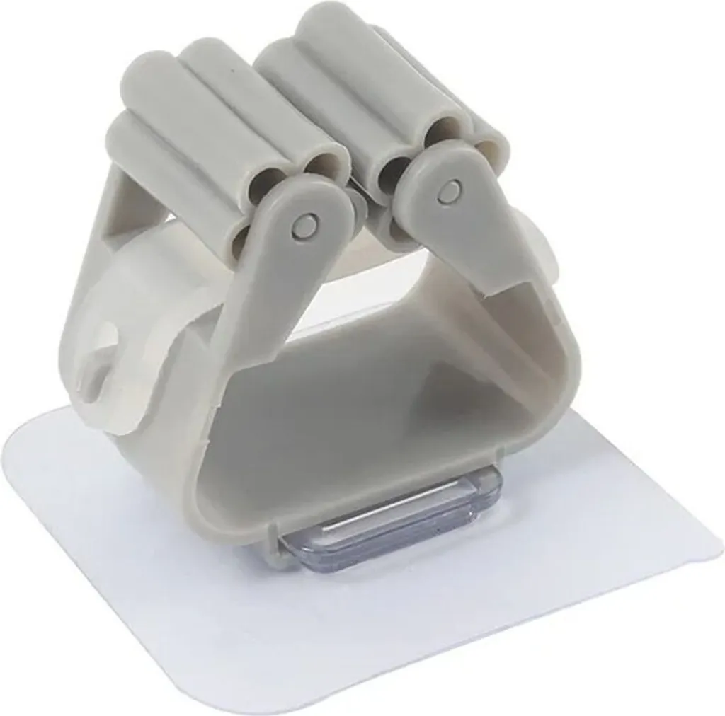Porta Scopa Autoadesivo Grigio 5 Pezzi - Supporto Salvaspazio per Casa