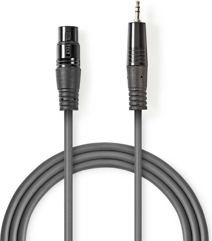 Nedis Balanced Audio-Kabel - XLR 3-Pin Stecker - 3.5 mm Stecker - Vernickelt - 1.50 m - Rund - PVC - Dunkelgrau - Kartonhülle
