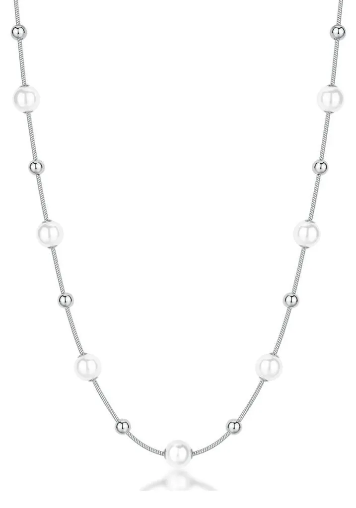 Collier chaîne perles en acier inoxydable Perfect BPC48 pour femme
