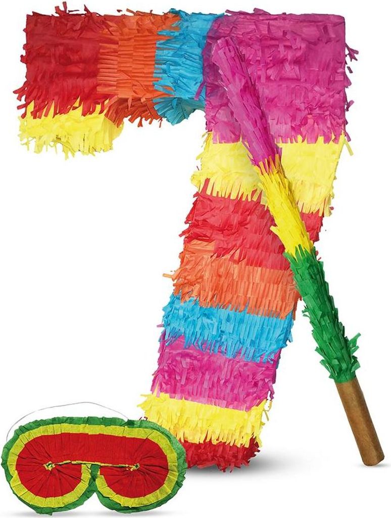 Pinata Zahl 7 Set mit Stab und Augenmaske für Produktbild 