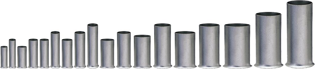 100 x Unisolierte Aderendhülsen-Sortiment versch. Ausführungen 0,5-10mm² L6-18mm