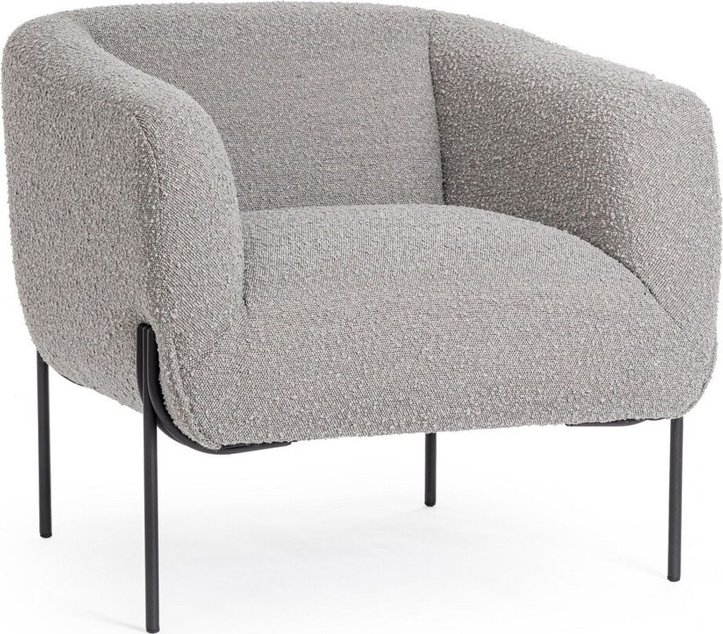 Polstersessel Claudine 78x74x73 cm Boucle-Optik in Grau mit Stahlgestell schwarz