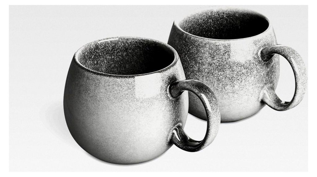 Tassen-Set Grau, Steingut Tafelservice Misty Cliff (2er-Set)