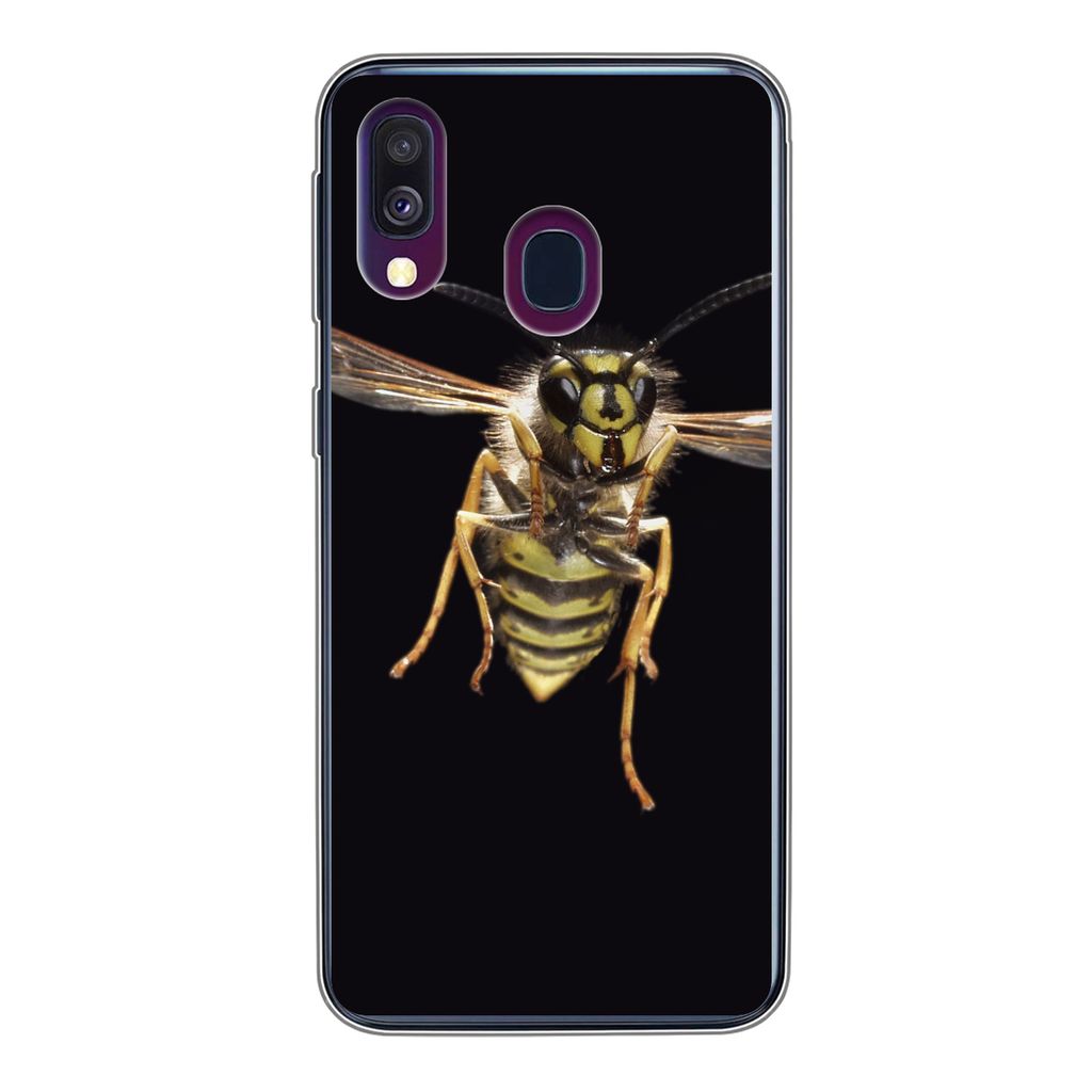 MuchoWow Handyhülle Schutzhülle Hülle für Samsung Galaxy A40 Wespe - Insekten - Porträt Silikon Softcase Handy Hülle