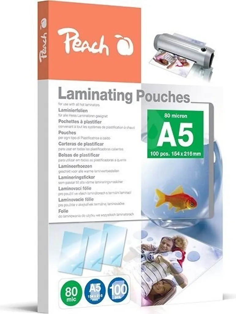 Pellicola per laminazione Peach PE-PP580-03 (A5 - tasca, 100 fogli, 80 um)