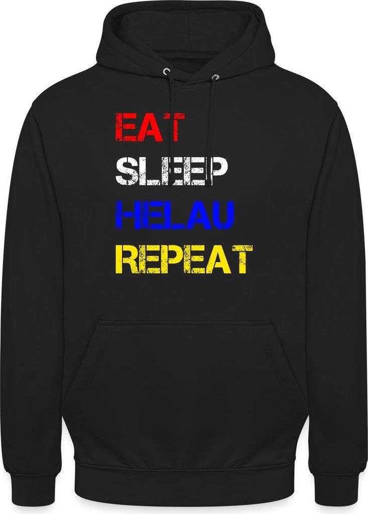 Spreadshirt Eat Sleep Helau Repeat Karneval Kostüm Uni Hoodie, M, Schwarz